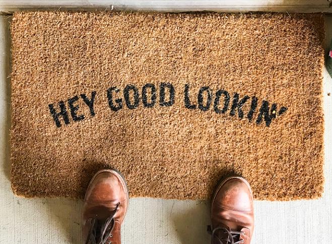 Imagen de exhibición de alfombra de puerta de palma de coco de imitación