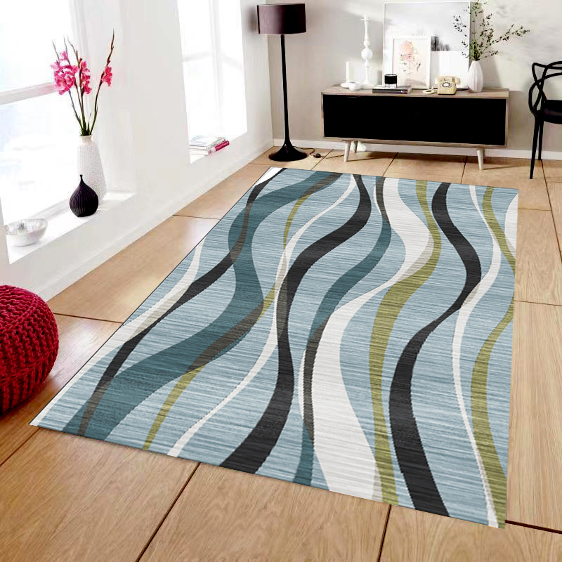 Alfombras lavables, alfombra grande antideslizante geométrica moderna para el dormitorio de la sala de estar
