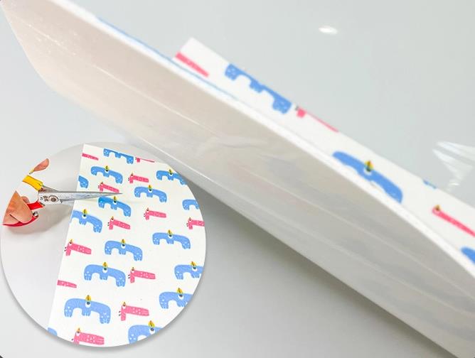 Las almohadillas para niños empalmadas se pueden cortar.