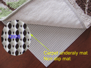 La base de alfombra con orificio fino en forma de diamante se aplica a la parte inferior de la alfombra, que es antideslizante, resistente al desgaste y duradera