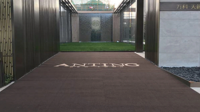 Alfombra de terciopelo con corte de logotipo personalizable, parte trasera inferior antideslizante de PVC, alfombra completamente cubierta para oficina de negocios