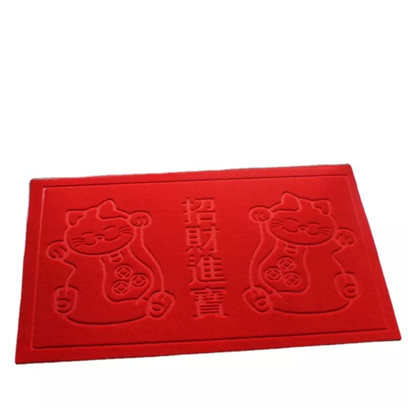 Entrada de la puerta de puerta sin deslizamiento interior personalizada Bienvenido alfombra roja de poliéster en relieve