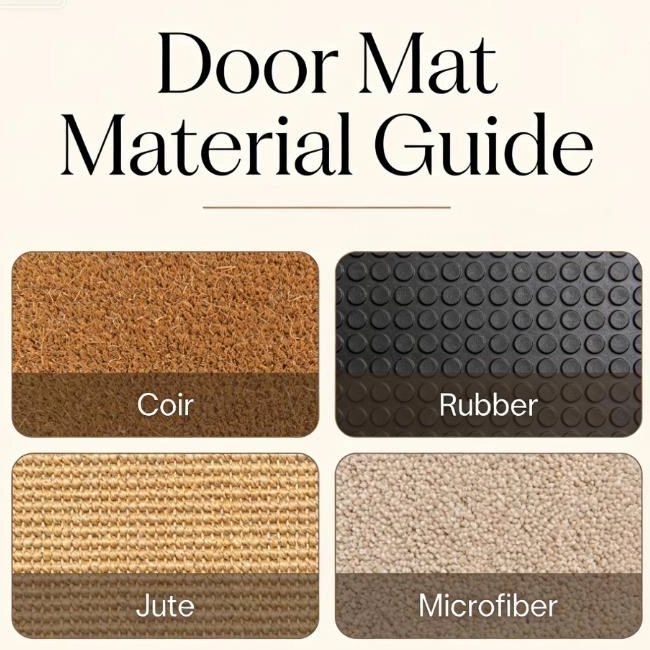 Clasificación y características de materiales comerciales y domésticos para felpudos.