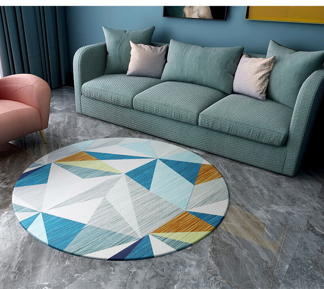 Alfombra redonda, alfombra redonda suave sin deslizamiento lavable de pilotas de pilotas bajas alfombrillas de lana artificial alfombra oriental dormitorio interior sala de estar