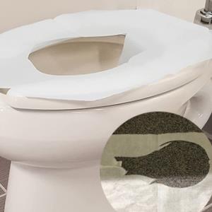 Exhibición de cojines de asiento de inodoro ordinarios.